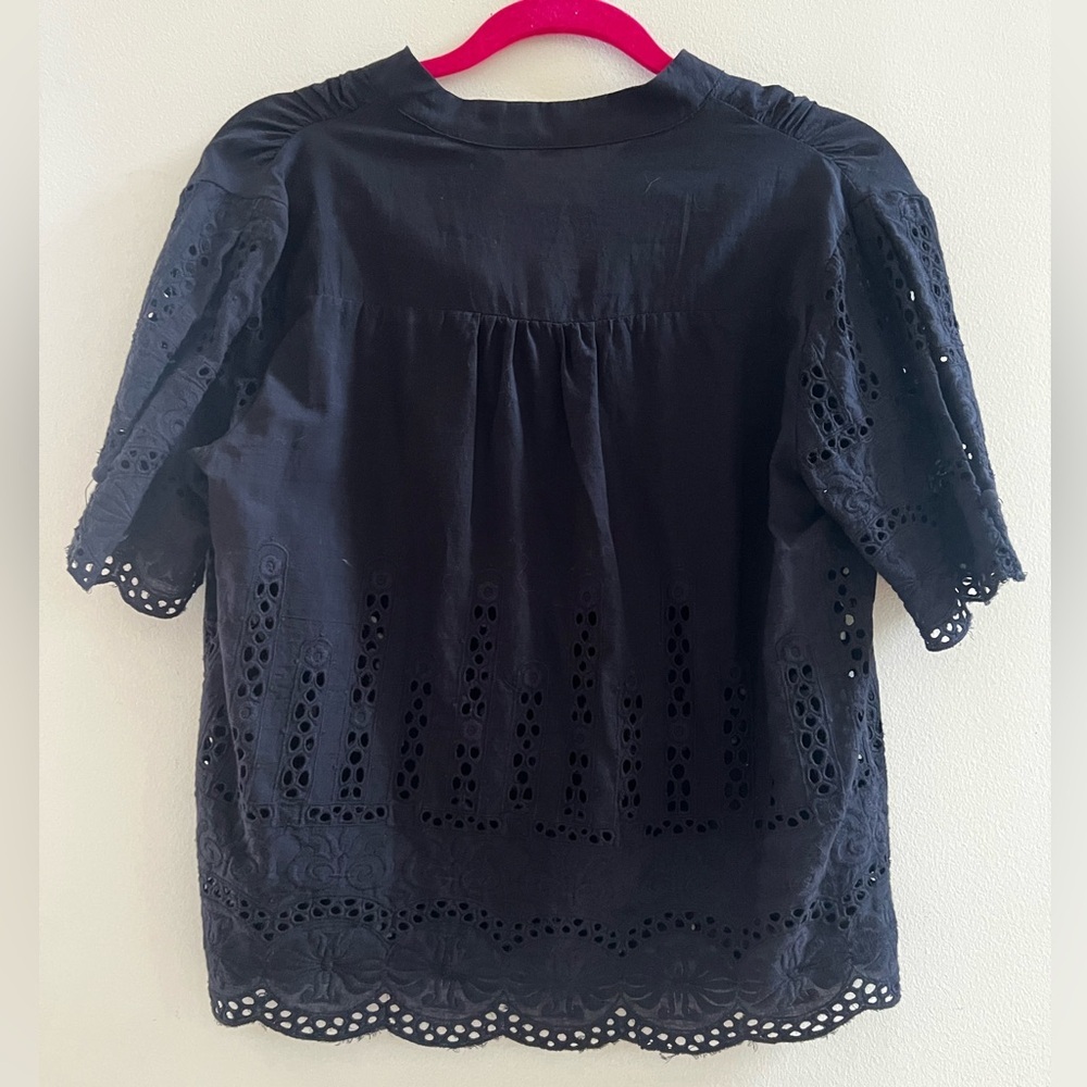 Eri + Ali Anthropology, Aislynn Navy Blue Button Up Blouse M medium - Picture 6 of 6